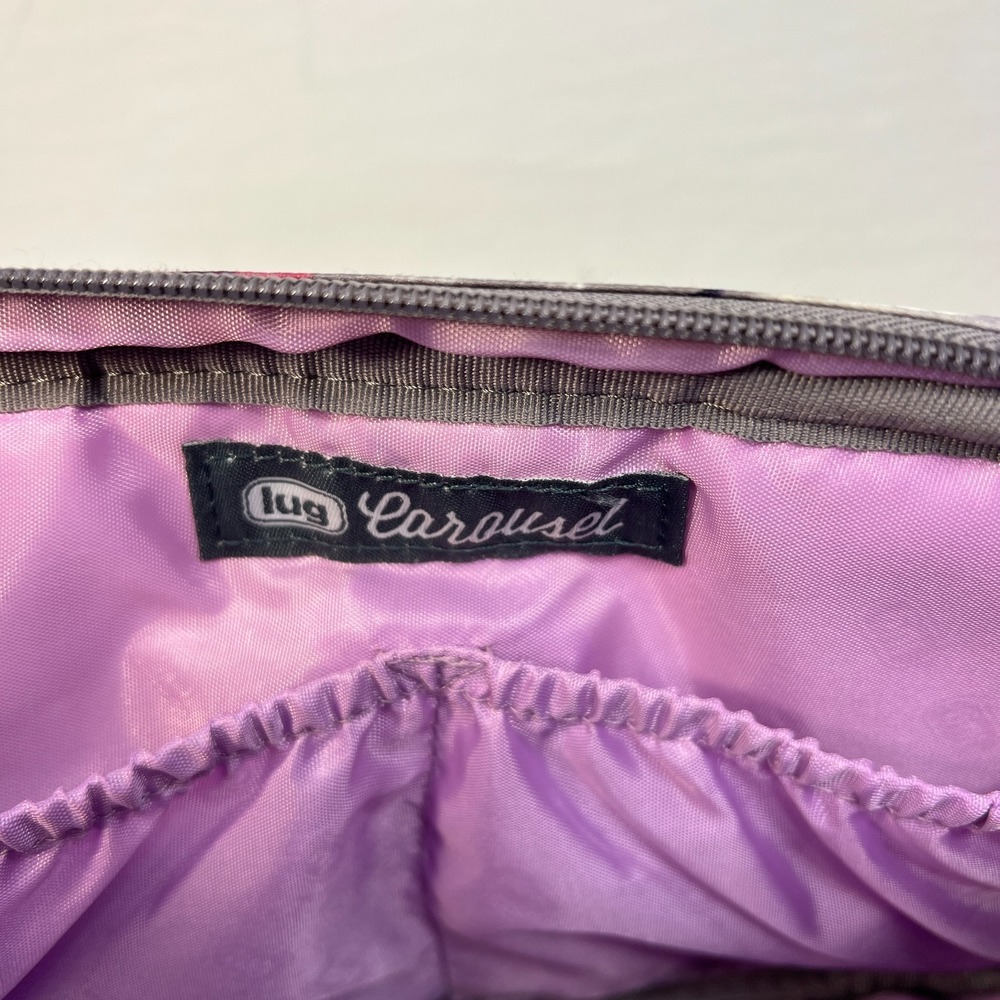 Lug Carousel Multicolor Gray/Pink/Teal/White Flower Print Crossbody Belt Bag - Picture 8 of 16